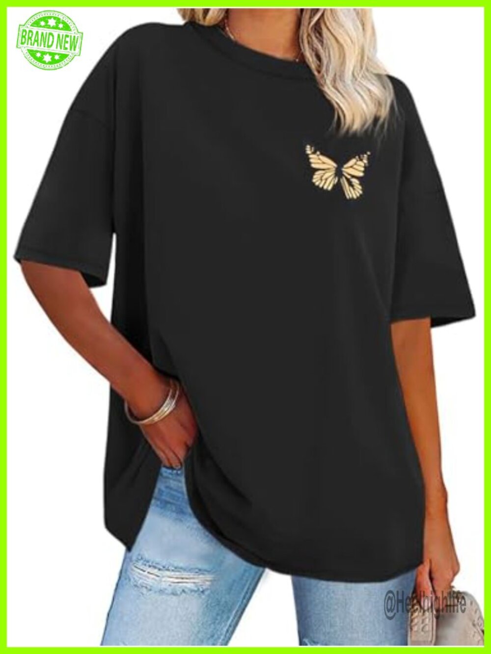 Womens Oversized Graphic T-Shirt Crew Neck Short Sleeve Casual Top